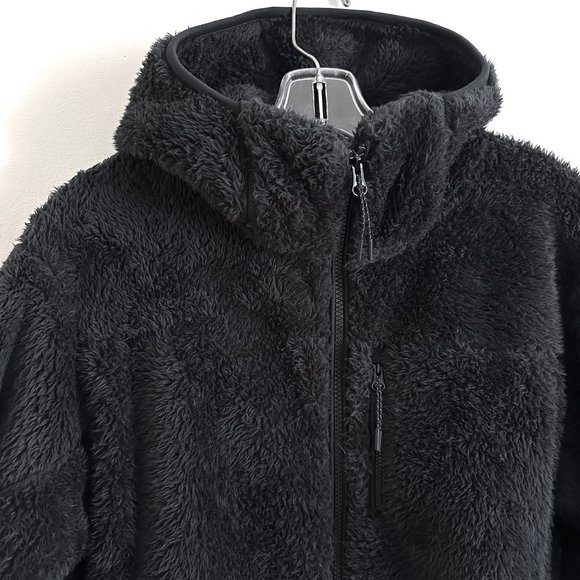 Uniqlo Black Polyester Hood Zip Pockets Teddy Jacket S - Picture 2 of 9